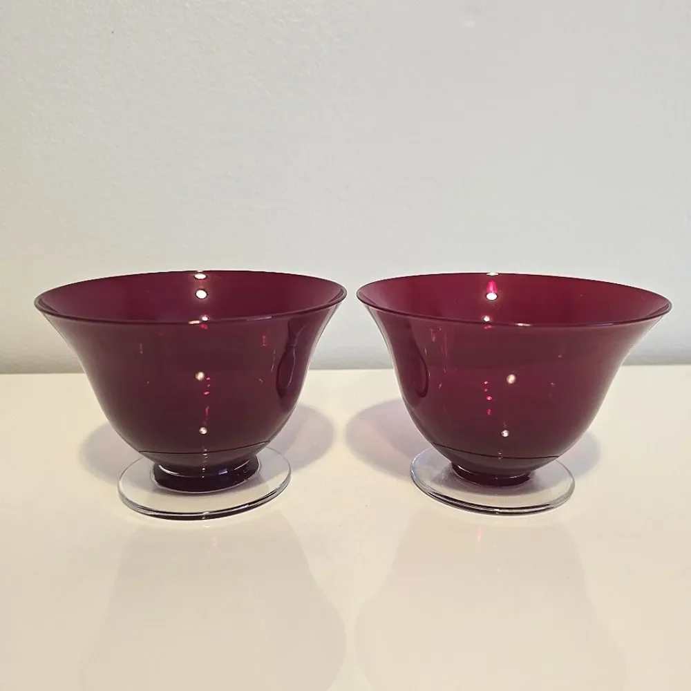 Morgantown Monroe Red Crystal Glass Footed Dessert Bowls 3/4